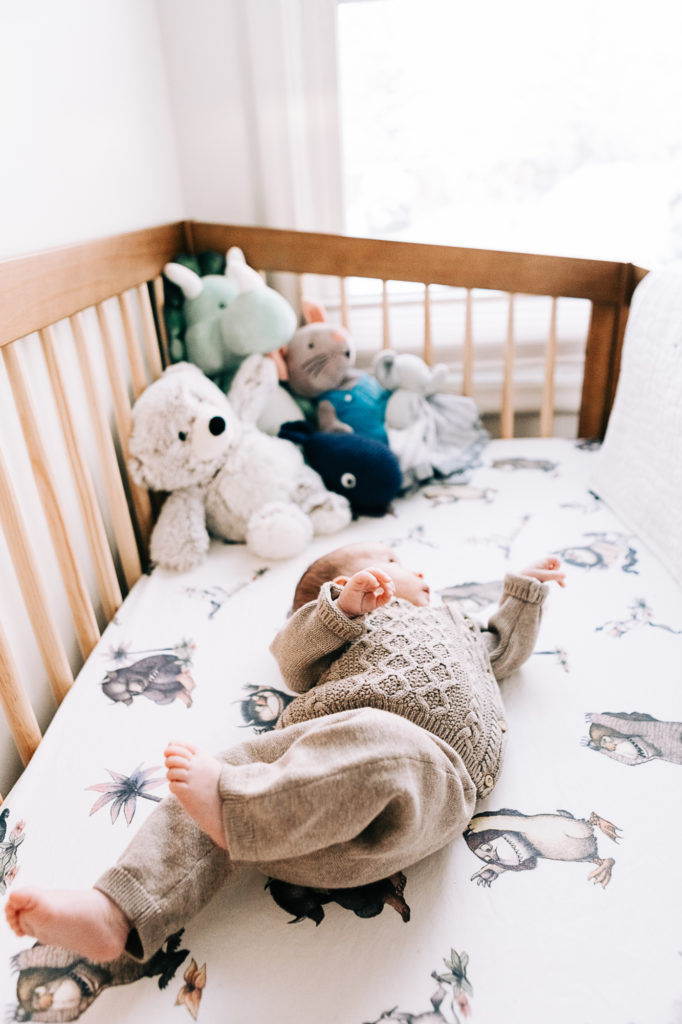 Baby in his wild things nursery in his home in Utah captured by high-end photographer Kailee Matsumura Photography. nursery theme #KaileeMatsumuraPhotography #SLCphotographers #motherhood #newbornphotography #Utahfamilyphotography #babyportraits