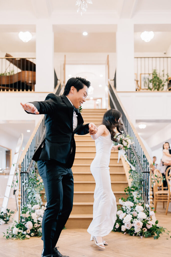 The bride and groom perform their dance, making their wedding celebration their unique event by tailoring it to their fun personalities. Venu program couple dance celebrate simple wedding gown traditional wedding Mississippi #missippiweddingphotographer #tennesseweddingphotographer #KaileeMatsumura #Bartletttennesse #southhavenmissippi