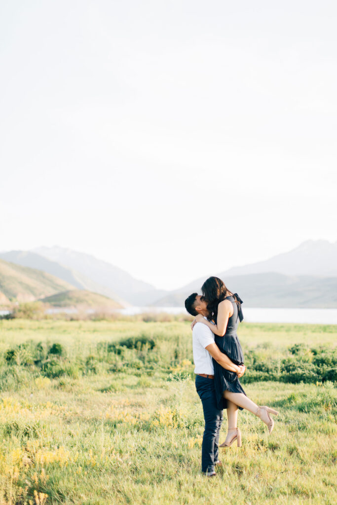 Engagement photos are a great test run to help you and your significant other get comfortable in front of the camera! Engagement location Utah mountains outfit photography. #Engagementphotos #kaileematsumuraphotography #Engagementinspo #utahengagementphotography #SLCengagementphotographer 

