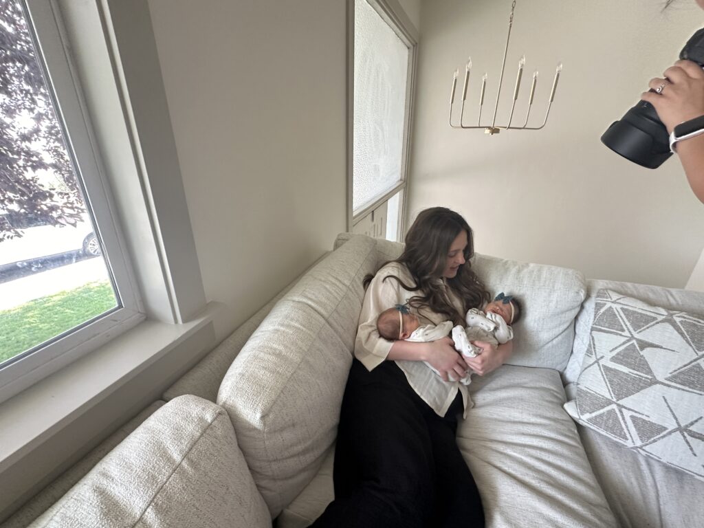 Behind the scenes look during an in home, lifestyle newborn photoshoot. Memphis Newborn Photographer.