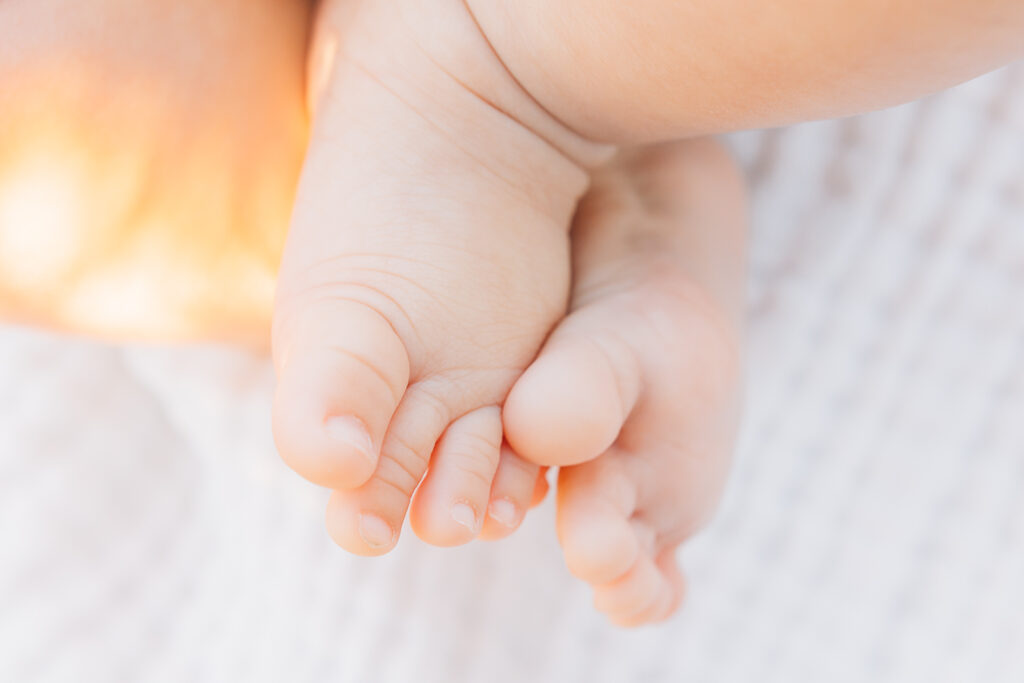 Close up shot of newborn feet and toes taken by Kailee Matsumura, a Germantown newborn Photographer. 