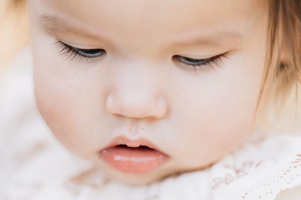 Close up detail shot of little girls nose and lips. Macro shots. Family photography details. Photo taken by Kailee Matsumura, a Salt Lake City Family Photographer